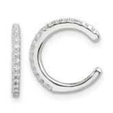 Sterling Silver E-Coating Polished CZ Pair of 2 Cuff Earrings