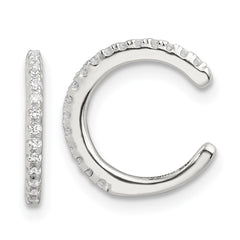 Sterling Silver E-Coating Polished CZ Pair of 2 Cuff Earrings