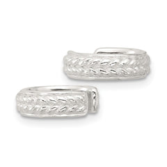 Sterling Silver E-Coating Polished and Textured Pair of 2 Cuff Earrings