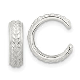 Sterling Silver E-Coating Polished and Textured Pair of 2 Cuff Earrings