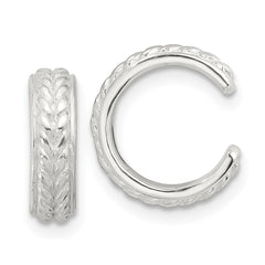 Sterling Silver E-Coating Polished and Textured Pair of 2 Cuff Earrings