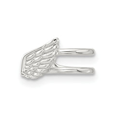 Sterling Silver E-coated Polished & Textured Wing Single Cuff Earring