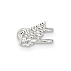 Sterling Silver E-coated Polished & Textured Wing Single Cuff Earring