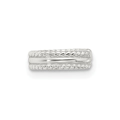 Sterling Silver E-coated Polished & Twisted Edges Single Cuff Earring