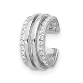 Sterling Silver Rhodium-plated Polished 4 Row CZ Single Cuff Earring