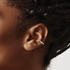 Sterling Silver E-Coating Polished Multicolor CZ Pair of 2 Cuff Earrings