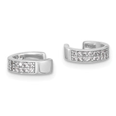 Sterling Silver Rhod-plated Polished Two Row CZ Pair of 2 Cuff Earrings