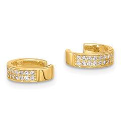 Sterling Silver Gold-tone Polished Two Row CZ Pair of 2 Cuff Earrings