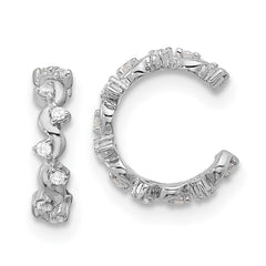 Sterling Silver Rhodium-plated Polished CZ Pair of 2 Cuff Earrings