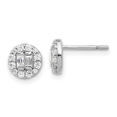 Sterling Silver Rhodium-plated Polished CZ Halo Cluster Post Earrings