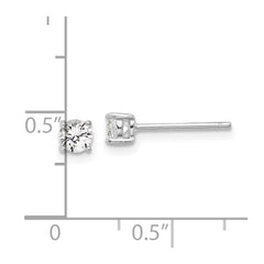 Sterling Silver RH-plated 4mm Created White Sapphire Stud Earrings