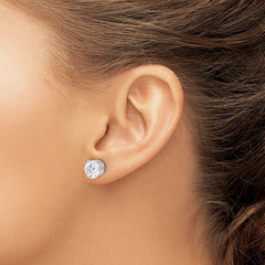 Sterling Silver Rhodium-plated Polished 8mm CZ Post Stud Earrings