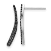 Sterling Silver Rhodium-plated Polished Black CZ Post Dangle Earrings
