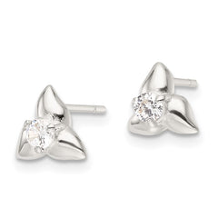 Sterling Silver Polished Triangular CZ Post Earrings