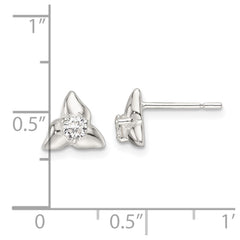 Sterling Silver Polished Triangular CZ Post Earrings