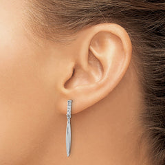 Sterling Silver Rhodium-plated Polished CZ Post Dangle Earrings - 2