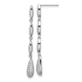 Sterling Silver Rhod-plated Polished CZ Teardrop Post Dangle Earrings - 2