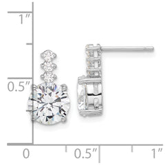 Sterling Silver Rhodium-plated Polished 8mm CZ Post Dangle Earrings