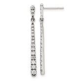 Sterling Silver Polished & Antiqued Graduated CZ Post Dangle Earrings