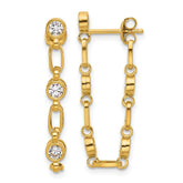 Sterling Silver Gold-tone Bezel CZ Post Dangle Earrings