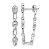Sterling Silver Rhodium-plated Bezel CZ Post Dangle Earrings - 2