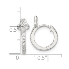 Sterling Silver E-coated CZ Hinged Hoop Earrings - 2