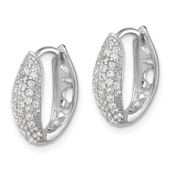 Sterling Silver Rhodium-plated Pavâ CZ Hinged Huggie Hoop Earrings