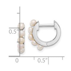 Sterling Silver Rhodium-plated 2.5-3mm White Button Freshwater Cultured Pearl Hinged Hoop Earrings