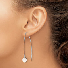 Sterling Silver Rhodium-plated 7-8mm White Teardrop Freshwater Cultured Pearl Threader Earrings - 2