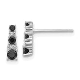 Sterling Silver RH-plated Black Spinel/Created White Sapphire Post Earrings