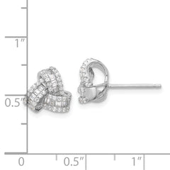 Sterling Silver Rhodium-plated CZ Love Knot Post Earrings - 2