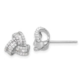 Sterling Silver Rhodium-plated CZ Love Knot Post Earrings - 2