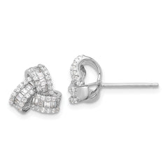 Sterling Silver Rhodium-plated CZ Love Knot Post Earrings - 2