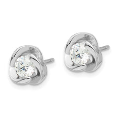 Sterling Silver Rhodium-plated with CZ Love Knot Post Earrings - 2