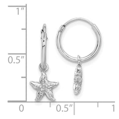 Sterling Silver Rhodium-plated Madi K Starfish Hoop Earrings