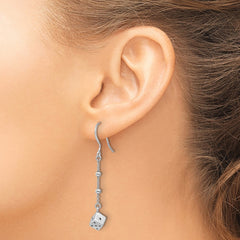 Sterling Silver Rhodium-plated Dice and Beads Dangle Earrings