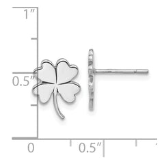 Sterling Silver Rhodium-plated Polished Clover Post Earrings