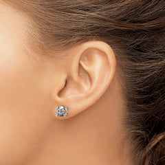 Sterling Silver Rhodium-plated Antiqued Skull and Crossbones Post Earrings - 2