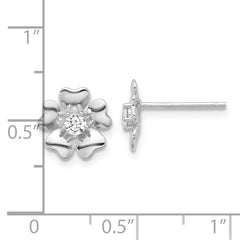 Sterling Silver Rhodium-plated CZ Flower Post Earrings - 5