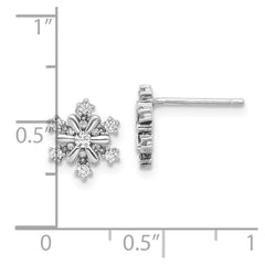 Sterling Silver Rhodium-plated CZ Snowflake Post Earrings - 4
