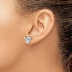 Sterling Silver Polished & Textured Cherub Post Earrings
