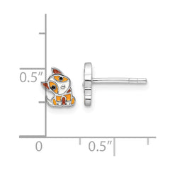 Sterling Silver RH-plated Multicolor Enameled Dog Children's Post Earrings