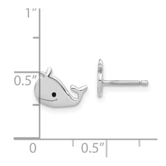 Sterling Silver Madi K Polished & Enameled Whale Children's Post Earrings