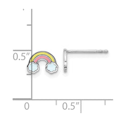 Sterling Silver Rhodium-plated Enameled Rainbow Children's Post Earrings