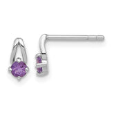 Sterling Silver Rhodium-plated .2AM Amethyst Post Earrings