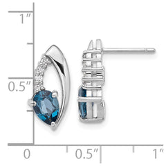 SS Rhodium-plated London Blue Topaz and White CZ Post Earrings