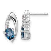 SS Rhodium-plated London Blue Topaz and White CZ Post Earrings