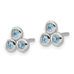 Sterling Silver Rhodium-plated Light Swiss Blue Topaz Post Earrings - 2