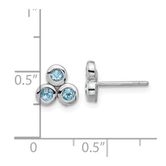 Sterling Silver Rhodium-plated Light Swiss Blue Topaz Post Earrings - 2