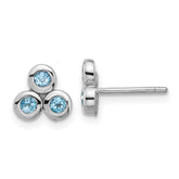 Sterling Silver Rhodium-plated Light Swiss Blue Topaz Post Earrings - 2